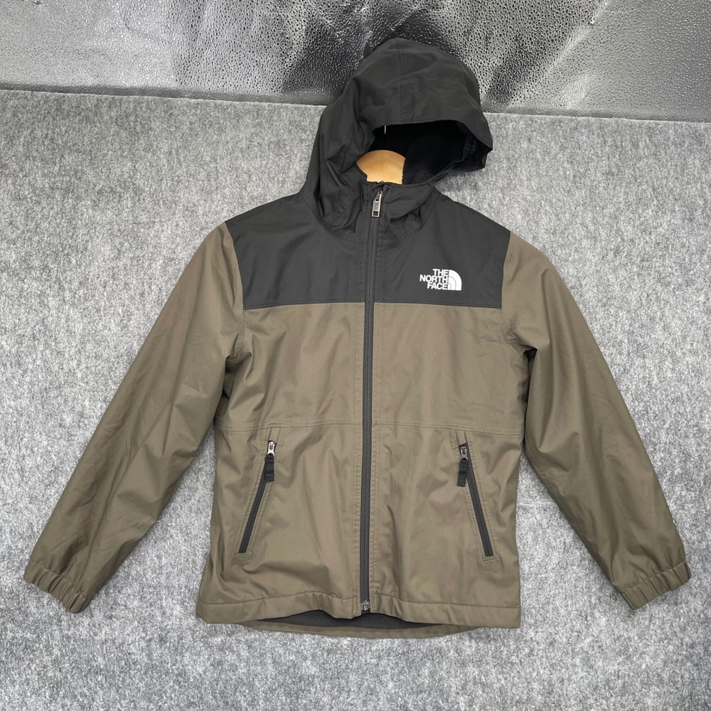 The North Face Jacket Boys Size M 10 DryVent Fleece Lined Hooded Green Black
